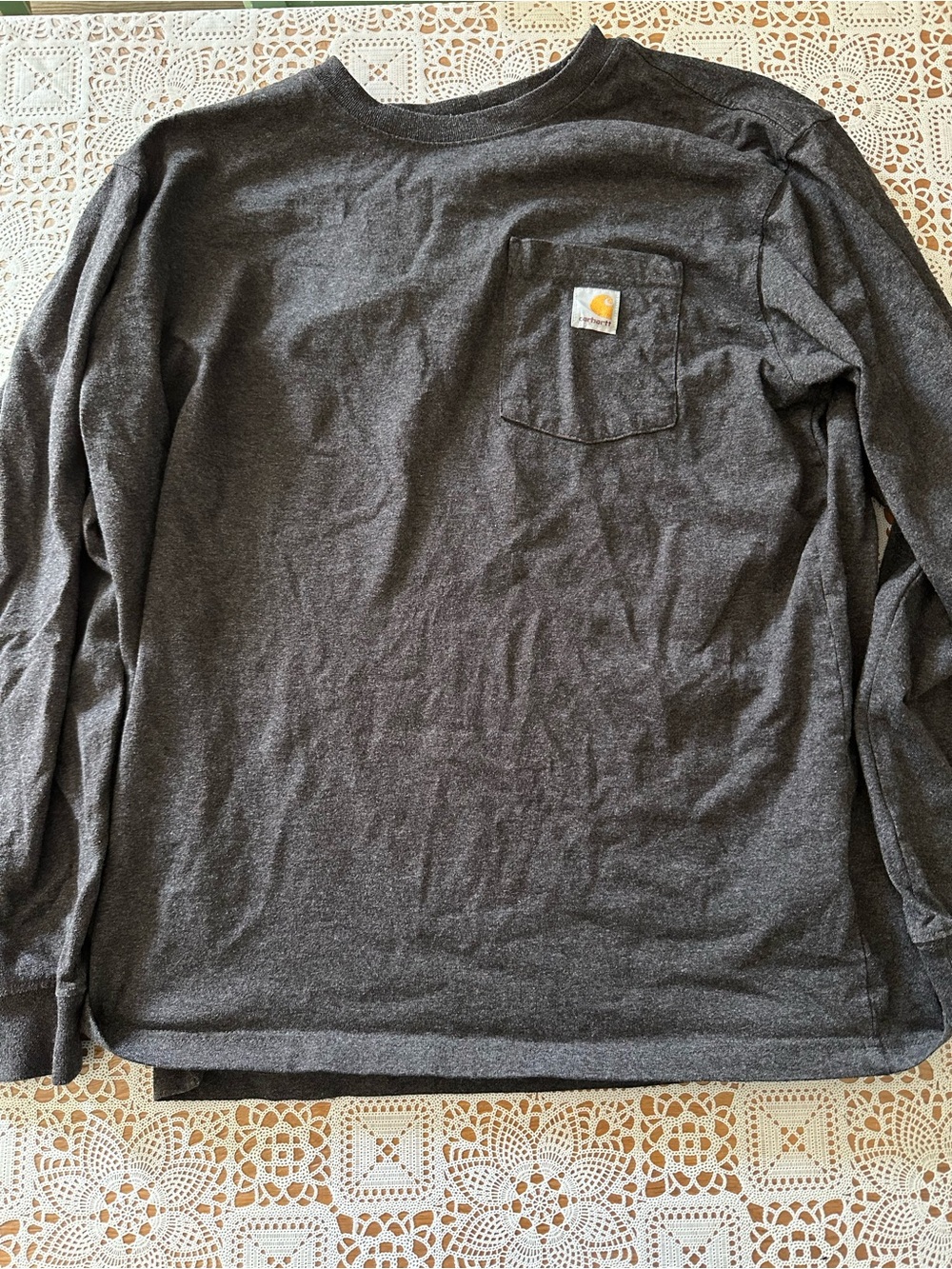 Carhartt K126 Original Fit Long Sleeve Pocket T Shirt Charcoal Gray Large L